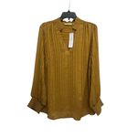 Soft Surroundings Jocelyn Top Size 1X In Golden Sand Striped Crinkle Popover NWT Photo 1