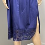 Vanity Fair Vintage  Half Slip Skirt Size XL Dark Blue Wide Lace One Slit 11752 Photo 1