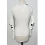 ZARA ‎ Cold Elbow Cutout Ribbed Sweater Crewneck White Black Trim Women's Small Photo 7