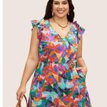 Bloomchic  NWT Womens Colored Plants Print Ruffle Trim Jumpsuit/Romper Size 22-24 Photo 0