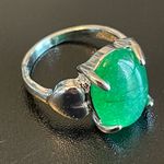 Green jade S925 silver ring size 5.5 Photo 1