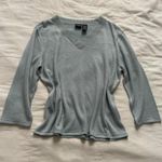 Y2K blue beaded v neck knit sweater top with tinsel shimmer yarns Size XL Photo 0