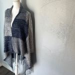 Knox Rose  Charcoal and Light Gray Poncho sweater. Photo 9