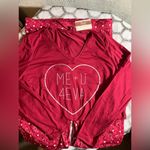 Pajama set Red Heart lounge pant and long sleeve vneck top Valentines Day LG Photo 4