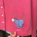 Vintage 1990s Disney Store eeyore Sweater Cardigan Winnie the Pooh embroidered Pink Photo 3