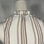 Evereve  High Neck‎ Striped Sleeveless Tank Blouse 100% Cotton Womens M Beach Photo 7