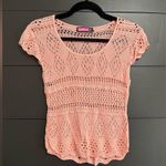 Say What? SAY WHAT? Coral Crochet Short Sleeve Women’s Sweater Top Boho Sz S EUC Photo 0