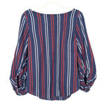 CAbi Flag Blouse Navy Red White Stripe Balloon Sleeve Cotton Women's Small Photo 0