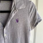 Ralph Lauren  Heather Gray Polo with Purple Emblem Photo 1