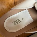 ZARA Womens Beige Cream leather mules sandals with tassels & gold chain Sz 38 Photo 7