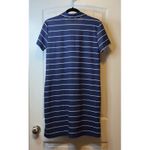 Simply Southern  Navy White Stripe Pink Ruffle Polo Dress Above Knee Size Large # Photo 2