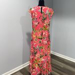 Chico's Chico’s Pink Green Yellow Floral Print Ruffle Maxi Dress Photo 8