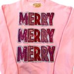 Beyond Shimmer AnaGails Very Merry Sweatshirt Women's Small Pink Sequin Holiday Photo 1