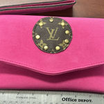 Hot Pink Suede Wristlet Clutch Purse Photo 0