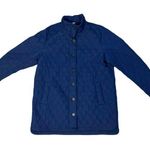 Lands' End Quilted Pimaloft long line dual zip button front coat jacket navy blue Photo 0