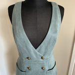 Forever 21 26.  Blue Faux Suede Pinafore Vest Mini Dress Size Medium Photo 2