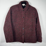 Chico's Design Textured Knit Button Front Jacket Burgundy Red Black Size 0 Photo 0