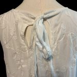 Elle  White Dress SZ L Embossed W/ Embroidery LWD Bow Tie Back Handkerchief Sheer Photo 6