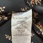 Vince  Eden Black Floral Long-Sleeve Midi 100% Silk Evening Dress Photo 10