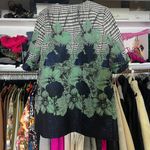 Anthropologie Eva Franco houndstooth navy rose floral open front kimono jacket Photo 13