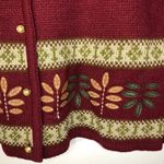 Crystal Kobe Vtg 90s Womens M Red Leaves Grandma Sweater Cardigan Patchwork Fall Size M Photo 4
