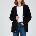 ZARA  Black Cable Knit Button Front Cardigan Sweater Size Medium Photo 7