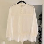 J.Crew  Long Sleeve Eyelet Popover Shirt White Size 8 Photo 5
