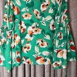 Rose + Olive  Kelly Green Floral Print Bell Sleeve Blouse Size Medium Photo 12