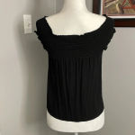 Brandy Melville  | Black Smocked Off The Shoulder Top One Size Photo 2