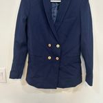 J. McLaughlin  Womens Blazer 2 Navy Blue Double Breasted Career Stretch Jacket Photo 3
