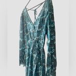Band of Gypsies B.O.G. Band Of Free Jewel Teal Floral Wrap Maxi Ruffle Dress Medium Viscose NWT Photo 6