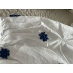 FARM Rio Crop Top 3/4 Puff Sleeves Front Bow White w Blue Flower Applique Sz M Size M Photo 12