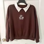 Romwe Brown Mushroom Collared Long Sleeve Sweatshirt Photo 0