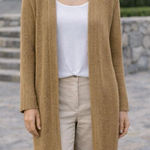 Joseph A tan knit open duster cardigan size M Photo 0
