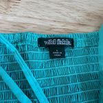 Wild Fable  Women's Aqua Green Lace-Up Peplum Tank Top - Size Large - NWT Photo 1