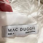 Mac Duggal  BRAND NEW #68137 Satin Feather Shoulder V-Neck Gown in White Size 4 Photo 6