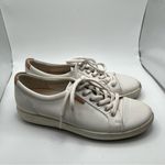 Ecco  Women Soft 7 White Leather Comfort Lace Up Casual Sneakers Shoes Size 8-8.5 Photo 3