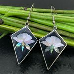 Vintage Mexican Silver Mother of Pearl Inlay Diamond Photo 0