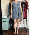 POL  100% Cotton Denim Button Up Sleeveless Mini Dress Size Large Photo 1