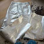 CINQ A SEPT Foiled Francine Pant in Silver Wide Leg Size 10 Photo 6