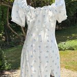 Princess Polly , white and blue floral short sleeve square neck dress Photo 0