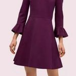 Kate Spade  Ruffle Sleeve Ponte Dress Skater Purple Medium Preppy Cocktail Party Photo 0