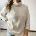 VINTAGE 90s BKG White Chunky Knit Boxy Turtleneck Sweater Size L Photo 1