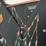 Topshop  Black Floral V-Neck Tie Waist Dress Long Sleeve Size 8 Photo 3