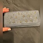 Jimmy Choo Long Wallet Silver Star-Studded with Rhinestones Blue Grey Leather Photo 10