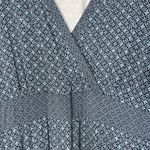 LL‎ Bean Knit Dress Women's Size 3XL Teal Navy Short Sleeve Faux Wrap V Neck Blue Photo 3