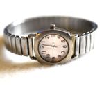 Source Unknown Vintage Old School Silver Tone Metal Stretch 6" Band New Battery Unisex Watch Photo 1