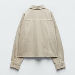 ZARA NWT Piercing Cropped Overshirt Jacket in Taupe Size Extra Large Photo 12