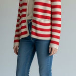 A New Day Womens XS Red White Striped Knit Cardigan Sweater Gold Button Pockets Photo 0