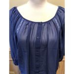 LC Lauren Conrad LC Lauren ~ Blue Sheer Lace Batwing Dolman Sleeve Button Front Blouse ~Size Sm. Photo 1